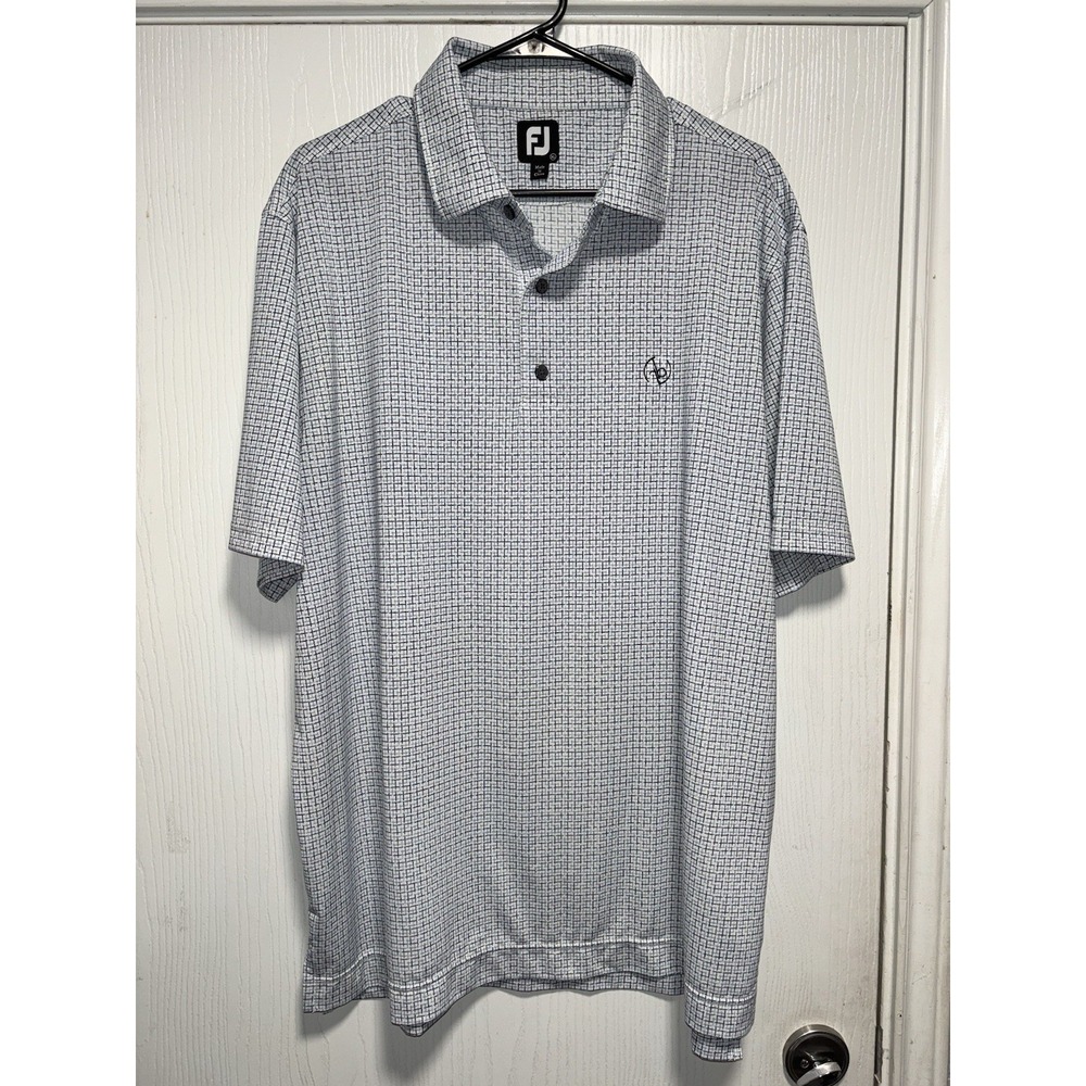 Footjoy Polo Shirt Mens XL FJ‎ Check Short Sleeve Golf Athleticwear Geometricp